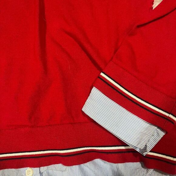 Tommy Hilfiger Layered Look red and blue striped‎ long sleeve shirt Size M - Picture 3 of 6